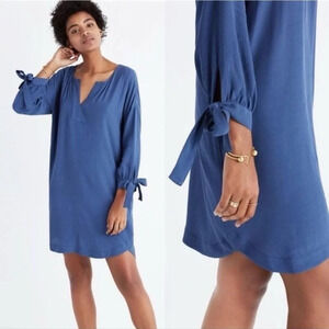 Madewell Du Jour Blue Tie Sleeve Tunic Dress Size Medium